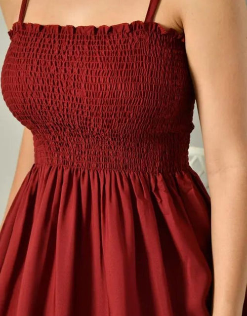 Women's Stylish Maxi Dress | Smocked Bodice Spaghetti Strap Flared Long Dress | Western Dress For Women & Party Gown