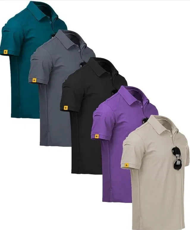 Men's Regular Fit Solid Polo T-Shirt | Pack Of 5 | Regular Fit Polo Collar Tshirt