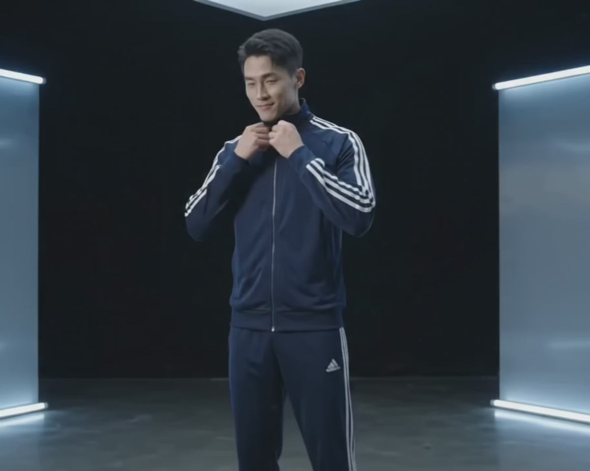 Men's Navy Blue 3-Stripe Stretchable Lycra Tracksuit Set (Full Zip Jacket & Track Pants)
