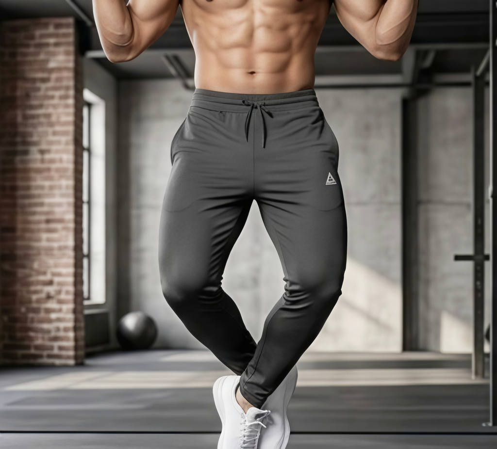 Men's Athletic Track Pants, (Pack of 3), Black, Navy Blue, Grey, Drawstring Waist, Slim Fit