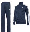 Men's Navy Blue 3-Stripe Stretchable Lycra Tracksuit Set (Full Zip Jacket & Track Pants)