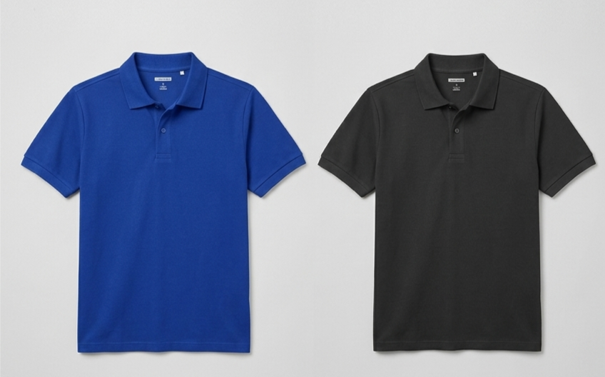 Men's T-shirt Solid Polo Neck Polly Cotton (Pack of 2) | Royal Blue & Charcoal Black